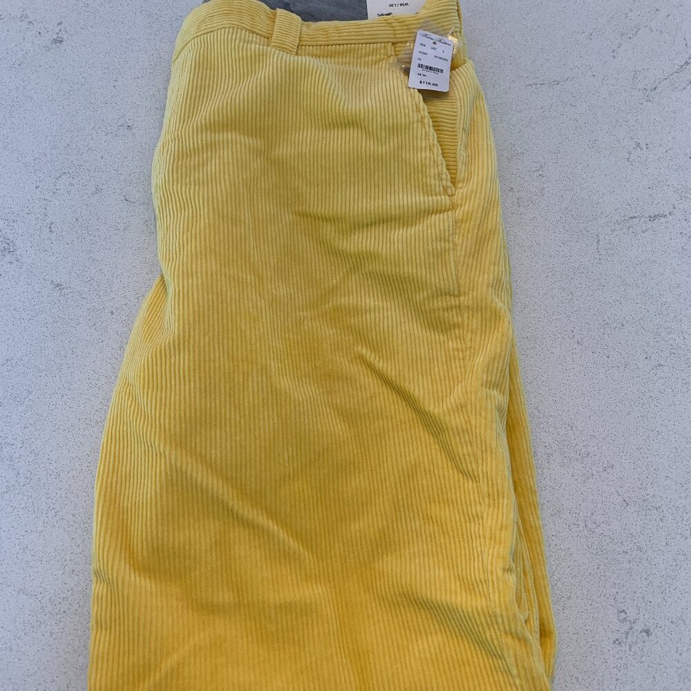 BROOKS BROTHERS Men's Wide Wale Corduroy Pants 38x30 | NWT | Festive Yellow